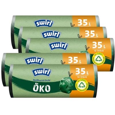 Swirl Öko Müllbeutel 35L 12 stk./ Rolle mit Zugband (5er Pack) Swirl Öko Müllbeutel 35L 12 stk./ Rolle mit Zugband (5er Pack)
