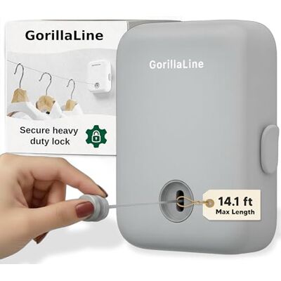 GorillaLine - Ausziehbare Wäscheleine Innen Außen Stark - Wäsche Trocknen GorillaLine - Ausziehbare Wäscheleine Innen Außen Stark - Wäsche Trocknen