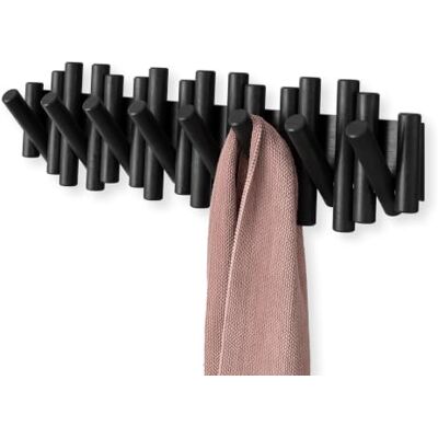 Umbra Picket Garderobenhaken Wandgarderobe, 8 Klapphaken, Schwarz Kiefernholz, klappbare Haken bis 2,3 kg Tragkraft, Montagezubehör enthalten, für Jacken, Taschen und Schmuck Umbra Picket Garderobenhaken Wandgarderobe, 8 Klapphaken, Schwarz Kiefernholz, klappbare Haken bis 2,3 kg Tragkraft, Montagezubehör enthalten, für Jacken, Taschen und Schmuck