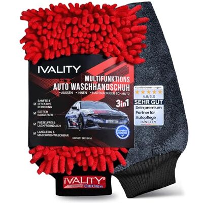 Ivality ® Premium 3 in1 Auto Waschhandschuh – Mikrofaser Handschuh Lackschonend & Saugstark Kratzfrei Schwamm Kfz Mit Gummibund Für Auto Waschen , Felgenreiniger & Insekten entferner Ivality ® Premium 3 in1 Auto Waschhandschuh – Mikrofaser Handschuh Lackschonend & Saugstark Kratzfrei Schwamm Kfz Mit Gummibund Für Auto Waschen , Felgenreiniger & Insekten entferner