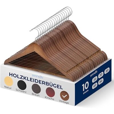 SereneLife Platzstparende Kleiderbügel Holz 10 Stück, Gardarobenbügel Rutschfest & Stabil bis 4,5 KG für Kleideraufbewahrung & Organisation, Hanger Ultradünn & Robust für Hosen, Röcke, Hemden & Mäntel SereneLife Platzstparende Kleiderbügel Holz 10 Stück, Gardarobenbügel Rutschfest & Stabil bis 4,5 KG für Kleideraufbewahrung & Organisation, Hanger Ultradünn & Robust für Hosen, Röcke, Hemden & Mäntel