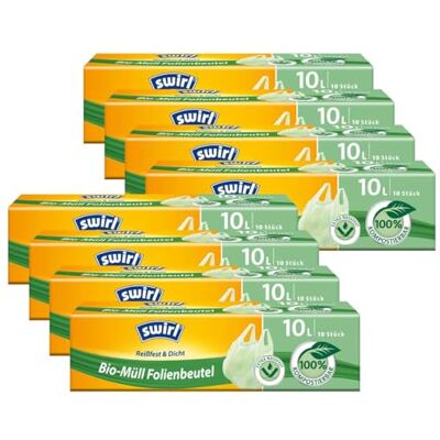 Swirl Bio-Müll Folien-Beutel 10l mit Tragegriff 10 stk./Rolle (8er Pack) Swirl Bio-Müll Folien-Beutel 10l mit Tragegriff 10 stk./Rolle (8er Pack)