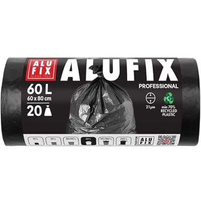 Alufix Economy Müllsäcke/LDPE/ 60x80cm/ 21 μm/ 60l/ 25x20 Stück/schwarz Alufix Economy Müllsäcke/LDPE/ 60x80cm/ 21 μm/ 60l/ 25x20 Stück/schwarz
