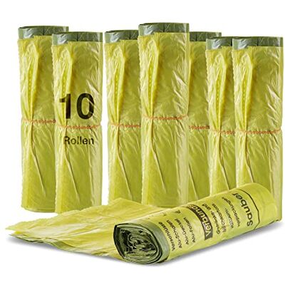 BigDean 130 Gelbe Säcke 90 Liter 15my 10 Rollen a 130 Stück Gelber Sack ca. 60x87 cm plus 5 cm Umschlag, Ideal für Mülltonnen, Mülleimer und Körbe, HDPE Gelb BigDean 130 Gelbe Säcke 90 Liter 15my 10 Rollen a 130 Stück Gelber Sack ca. 60x87 cm plus 5 cm Umschlag, Ideal für Mülltonnen, Mülleimer und Körbe, HDPE Gelb