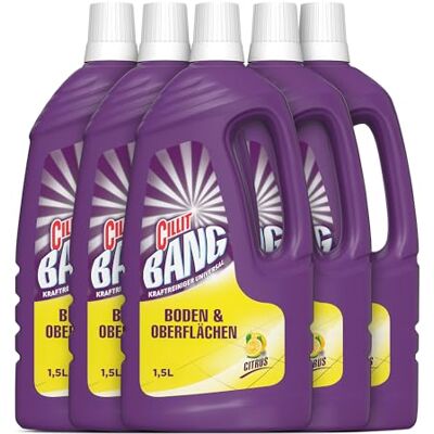 Cillit Bang Kraftreiniger Boden & Oberflächen Citrus – Starker Allzweckreiniger für Küche, Bad, Terrasse und Oberflächen – Duftet nach Zitrone – 5 x 1,5 l Cillit Bang Kraftreiniger Boden & Oberflächen Citrus – Starker Allzweckreiniger für Küche, Bad, Terrasse und Oberflächen – Duftet nach Zitrone – 5 x 1,5 l