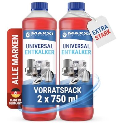Maxxi Clean 2x 750 ml Universal Entkalker Konzentrat für Kaffeemaschinen & Kaffeevollautomaten aller Typen für 12 Entkalkungsvorgänge universelle Gerätereinigung gegen Kalk und Verschmutzungen Maxxi Clean 2x 750 ml Universal Entkalker Konzentrat für Kaffeemaschinen & Kaffeevollautomaten aller Typen für 12 Entkalkungsvorgänge universelle Gerätereinigung gegen Kalk und Verschmutzungen