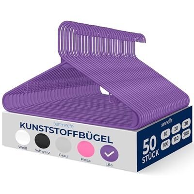 SereneLife Kleiderbügel Platzsparend 50 Stück, Bügel rutschfest mit Einkerbungen im Schulterbereich für Kinder & Erwachsene, Hangers Clothes, Aufhänger für Garderobe & Schrank, Kunststoff, Violett SereneLife Kleiderbügel Platzsparend 50 Stück, Bügel rutschfest mit Einkerbungen im Schulterbereich für Kinder & Erwachsene, Hangers Clothes, Aufhänger für Garderobe & Schrank, Kunststoff, Violett