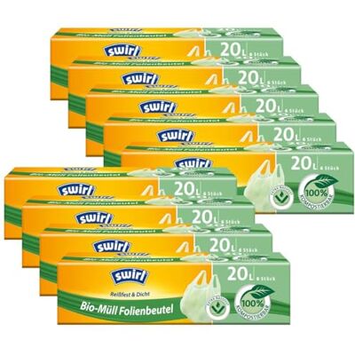 Swirl Bio-Müll Folien-Beutel 20l mit Tragegriff 6stk./Rolle (9er Pack) Swirl Bio-Müll Folien-Beutel 20l mit Tragegriff 6stk./Rolle (9er Pack)