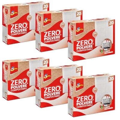 SUPERFIVE , Zero Pulver, kompostierbare Mikrofasertücher aus PLA, Staubfänger, feucht, 20 Tücher x 6 Pack (120 Stück) SUPERFIVE , Zero Pulver, kompostierbare Mikrofasertücher aus PLA, Staubfänger, feucht, 20 Tücher x 6 Pack (120 Stück)
