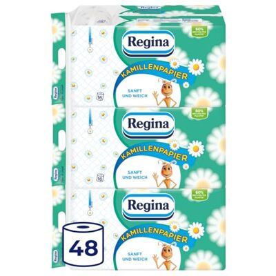 Regina Kamille Toilettenpapier - 3-lagig, Packung 3 x 16 Rollen Regina Kamille Toilettenpapier - 3-lagig, Packung 3 x 16 Rollen