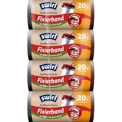 Swirl Reißfest & Dicht Fixierband Müllbeutel 20 l (4 x 15 Beutel), tropfsichere Müllsäcke für den Hausmüll, reißfeste Mülltüten für sicheren Halt am Mülleimer Swirl Reißfest & Dicht Fixierband Müllbeutel 20 l (4 x 15 Beutel), tropfsichere Müllsäcke für den Hausmüll, reißfeste Mülltüten für sicheren Halt am Mülleimer