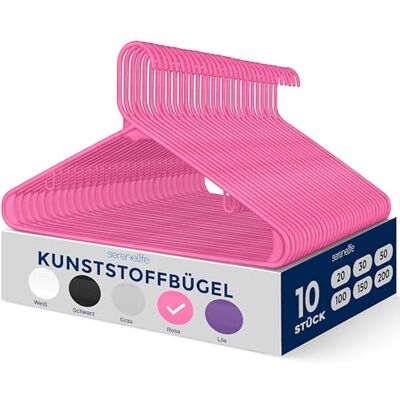 SereneLife Kleiderbügel Platzsparend 10 Stück, Bügel rutschfest mit Einkerbungen im Schulterbereich für Kinder & Erwachsene, Hangers Clothes, Aufhänger für Garderobe & Schrank, Kunststoff, Rosa SereneLife Kleiderbügel Platzsparend 10 Stück, Bügel rutschfest mit Einkerbungen im Schulterbereich für Kinder & Erwachsene, Hangers Clothes, Aufhänger für Garderobe & Schrank, Kunststoff, Rosa