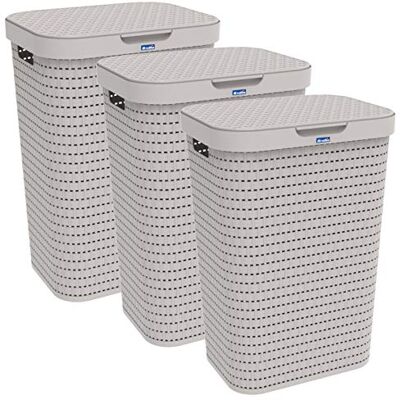 Rotho Country Wäschekorb mit Deckel 3er-Set 55 L schmal Wäschekorb Beige Wäschesammler mit Deckel, Deckel vollständig zu öffnen, angenehmes Tragen, Rattan-Optik, einfach zu reinigen, hygienisch Rotho Country Wäschekorb mit Deckel 3er-Set 55 L schmal Wäschekorb Beige Wäschesammler mit Deckel, Deckel vollständig zu öffnen, angenehmes Tragen, Rattan-Optik, einfach zu reinigen, hygienisch