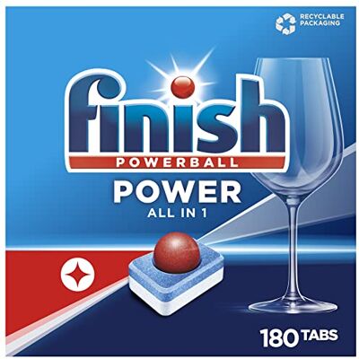 Finish Power All in 1 Spülmaschinentabs, phosphatfrei, Geschirrspültabs mit kraftvollem Powerball gegen hartnäckigste Fettanschmutzungen, Gigapack mit 180 Tabs Finish Power All in 1 Spülmaschinentabs, phosphatfrei, Geschirrspültabs mit kraftvollem Powerball gegen hartnäckigste Fettanschmutzungen, Gigapack mit 180 Tabs