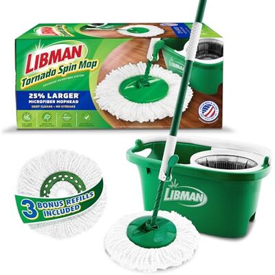 LIBMAN COMMERCIAL Libman Tornado Schleudermopp-System Plus 3 Nachfüllköpfe Wischmopp und Eimer mit Auswringer-Set Bodenwischer Schleudermopp Libman Mop Mops für Bodenreinigung Hartholzbodenwischer 4 LIBMAN COMMERCIAL Libman Tornado Schleudermopp-System Plus 3 Nachfüllköpfe Wischmopp und Eimer mit Auswringer-Set Bodenwischer Schleudermopp Libman Mop Mops für Bodenreinigung Hartholzbodenwischer 4