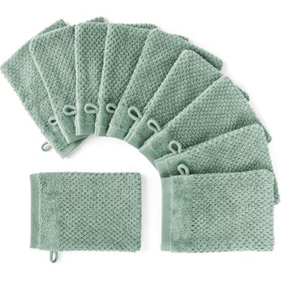 Pure Waschlappen 10er-Pack 16x21cm aus 100% Baumwolle Salbeigrün Waschbar bis 60∘C, trocknergeeignet weich & saugstark Pure Waschlappen 10er-Pack 16x21cm aus 100% Baumwolle Salbeigrün Waschbar bis 60∘C, trocknergeeignet weich & saugstark