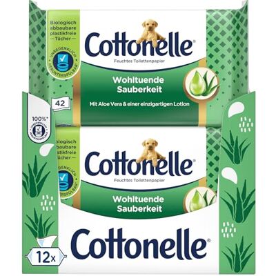 Cottonelle feuchtes Toilettenpapier, Wohltuende Sauberkeit, 12 x 42 Tücher Cottonelle feuchtes Toilettenpapier, Wohltuende Sauberkeit, 12 x 42 Tücher