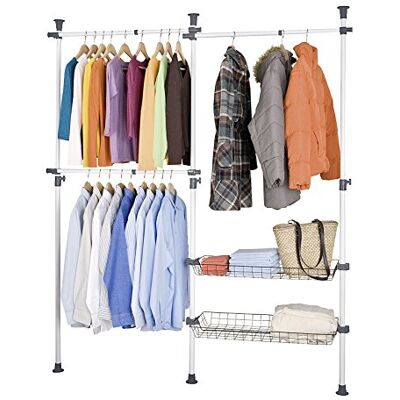 WENKO 6200050100 Teleskop-Garderoben-System Herkules verstellbares Ordnungssystem, Stahl, 164-215 x 141-250 x 38 cm, Weiß WENKO 6200050100 Teleskop-Garderoben-System Herkules verstellbares Ordnungssystem, Stahl, 164-215 x 141-250 x 38 cm, Weiß