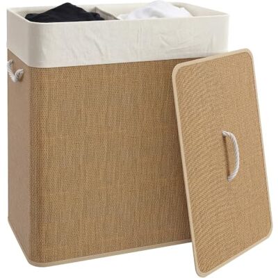 HOMCOM Bambus Wäschekorb mit Deckel Herausnehmbarer Wäschesack 100 L Braun Wäschesammler, mit Seilgriffen, Laundry Baskets, Wäschesortierer, für Waschküche Schlafzimmer Badezimmer HOMCOM Bambus Wäschekorb mit Deckel Herausnehmbarer Wäschesack 100 L Braun Wäschesammler, mit Seilgriffen, Laundry Baskets, Wäschesortierer, für Waschküche Schlafzimmer Badezimmer