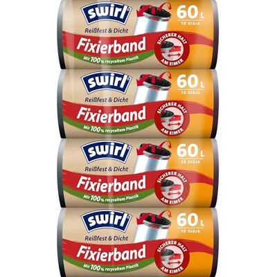 Swirl Reißfest & Dicht Fixierband Müllbeutel 60 l (4 x 10 Beutel), tropfsichere Müllsäcke für den Hausmüll, reißfeste Mülltüten für sicheren Halt am Mülleimer Swirl Reißfest & Dicht Fixierband Müllbeutel 60 l (4 x 10 Beutel), tropfsichere Müllsäcke für den Hausmüll, reißfeste Mülltüten für sicheren Halt am Mülleimer