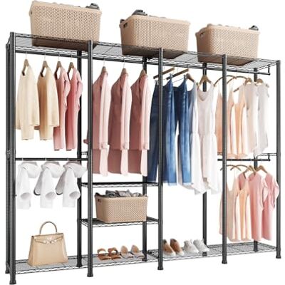 VEVOR Kleiderständer Garderobenständer (verstellbar) mit 4 Kleiderstangen & 499 kg Tragkraft & 10 Regalen, robuster offener Kleiderschrank für Schlafzimmer Bekleidungsgeschäft Garderobe Flur VEVOR Kleiderständer Garderobenständer (verstellbar) mit 4 Kleiderstangen & 499 kg Tragkraft & 10 Regalen, robuster offener Kleiderschrank für Schlafzimmer Bekleidungsgeschäft Garderobe Flur