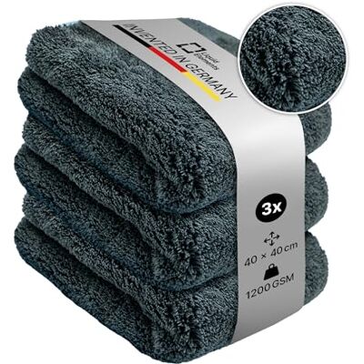 Liquid Elements Trockentuch Silverback 1200 GSM 40x40cm, 3er Weiches Mikrofasertuch zur Autopflege, extrem saugstark, fusselfrei & lackschonend Liquid Elements Trockentuch Silverback 1200 GSM 40x40cm, 3er Weiches Mikrofasertuch zur Autopflege, extrem saugstark, fusselfrei & lackschonend