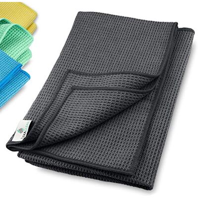 ELEXACLEAN Mikrofaser Trockentuch Waffeltuch, 2er-Pack, 60x40 cm, Anthrazit Superweiche Microfaser Qualität für Fenster, Auto, Glas, Küche, Geschirr, Bad und Dusche ELEXACLEAN Mikrofaser Trockentuch Waffeltuch, 2er-Pack, 60x40 cm, Anthrazit Superweiche Microfaser Qualität für Fenster, Auto, Glas, Küche, Geschirr, Bad und Dusche
