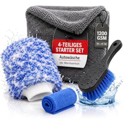 Experten Werk Auto Waschen Set: Waschhandschuh, Trockentuch, Waschbürste/Felgenbürste 4-teiliges Auto Reinigungsset: Mikrofaser Handschuh, Handtuch 60x40 cm 1200 GSM, Autowaschbürste, inkl. Mikrofasertuch Experten Werk Auto Waschen Set: Waschhandschuh, Trockentuch, Waschbürste/Felgenbürste 4-teiliges Auto Reinigungsset: Mikrofaser Handschuh, Handtuch 60x40 cm 1200 GSM, Autowaschbürste, inkl. Mikrofasertuch