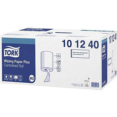 Tork 101240 Starke MehrzweckPapierwischtücher für das M2 Innenabrollung Spendersystem / 2-lagiges stabiles Papier in Weiß, 6 x 160 Meter Tork 101240 Starke MehrzweckPapierwischtücher für das M2 Innenabrollung Spendersystem / 2-lagiges stabiles Papier in Weiß, 6 x 160 Meter