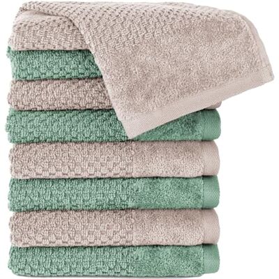 Pure Gästehandtücher 8-TLG 8x30x50, Stein Grün weich, saugstark, 100% Baumwolle & OEKO-TEX, mit Schlaufe Pure Gästehandtücher 8-TLG 8x30x50, Stein Grün weich, saugstark, 100% Baumwolle & OEKO-TEX, mit Schlaufe