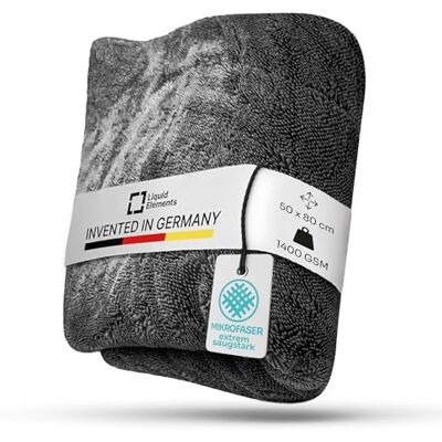 Liquid Elements Auto Trockentuch Black Hole XL 1400 GSM 50x80cm, fusselfrei Mikrofasertuch zur Autopflege, extrem saugstark, oberflächenschonend Liquid Elements Auto Trockentuch Black Hole XL 1400 GSM 50x80cm, fusselfrei Mikrofasertuch zur Autopflege, extrem saugstark, oberflächenschonend