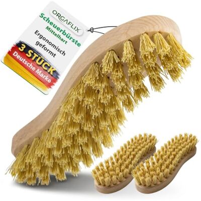ORGAFLIX Scheuerbürste 3er-Set Made in Germany langlebige Borstenmischung, mittelhart reinigungsbürste, handbürste, teppichbürste, schrubberbürste, putzbürste, wurzelbürste ORGAFLIX Scheuerbürste 3er-Set Made in Germany langlebige Borstenmischung, mittelhart reinigungsbürste, handbürste, teppichbürste, schrubberbürste, putzbürste, wurzelbürste