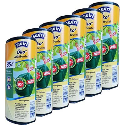 Swirl Öko Müllbeutel 35L 6 Rollen 12 Beutel/Rolle mit Zugband 35 Liter 72 Beutel Swirl Öko Müllbeutel 35L 6 Rollen 12 Beutel/Rolle mit Zugband 35 Liter 72 Beutel