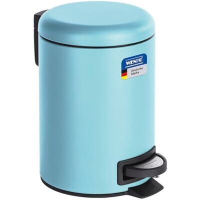 WENKO Kosmetikeimer 3 Liter, Stahl, herausnehmbarer Inneneimer mit Müllbeutelhalter, Mülleimer fürs Bad mit Deckel und Tretfunktion, ausklappbarer Tragegriff, Blau matt, Mod. Leman WENKO Kosmetikeimer 3 Liter, Stahl, herausnehmbarer Inneneimer mit Müllbeutelhalter, Mülleimer fürs Bad mit Deckel und Tretfunktion, ausklappbarer Tragegriff, Blau matt, Mod. Leman