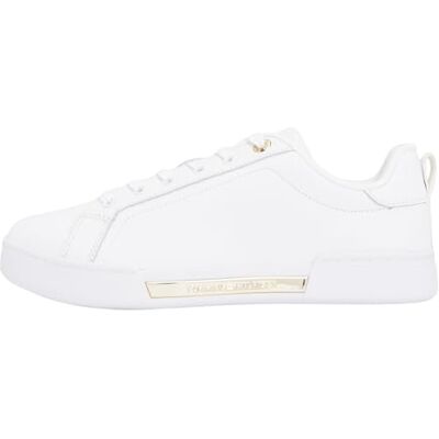 Tommy Hilfiger Damen Court Sneaker Chique aus Leder, Weiß (White), 42 Tommy Hilfiger Damen Court Sneaker Chique aus Leder, Weiß (White), 42