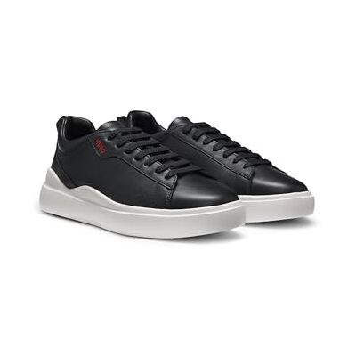 HUGO Herren Blake Tenn Ledersneakers mit rotem Logo-Detail Größe HUGO Herren Blake Tenn Ledersneakers mit rotem Logo-Detail Größe
