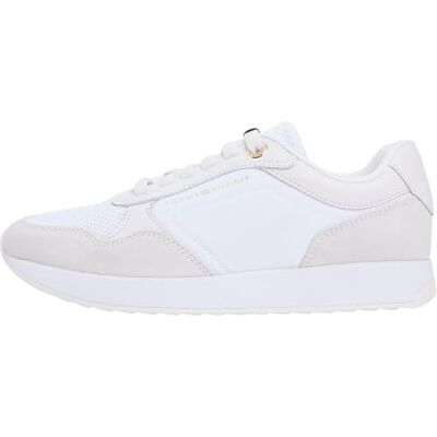Tommy Hilfiger Damen Runner Sneaker Chic Mesh aus Leder, Weiß (White), 35 Tommy Hilfiger Damen Runner Sneaker Chic Mesh aus Leder, Weiß (White), 35