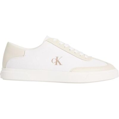 Calvin Damen Canvas Sneaker Low Pro aus Baumwoll-Canvas, Weiß (Bright White/Dk Ecru), 38 Calvin Damen Canvas Sneaker Low Pro aus Baumwoll-Canvas, Weiß (Bright White/Dk Ecru), 38