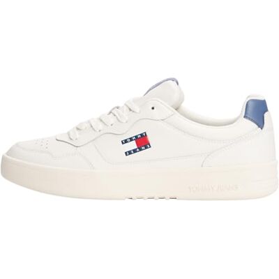 Tommy Jeans Herren (New) TJM Cupsole Leather ESS Em0em01443 Low Top, Grey Blue Moment, 45 EU Tommy Jeans Herren (New) TJM Cupsole Leather ESS Em0em01443 Low Top, Grey Blue Moment, 45 EU