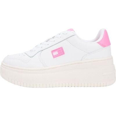 Tommy Jeans Damen Court Sneaker Basket Flatform zum Schnüren, Rosa (Ecru/Synthetic Blush), 41 Tommy Jeans Damen Court Sneaker Basket Flatform zum Schnüren, Rosa (Ecru/Synthetic Blush), 41