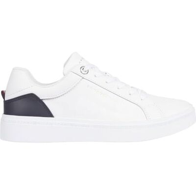 Tommy Hilfiger Damen Court Sneaker Elevated Essential aus Leder, Weiß (White), 42 Tommy Hilfiger Damen Court Sneaker Elevated Essential aus Leder, Weiß (White), 42
