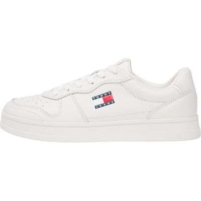 Tommy Jeans Damen Flatform Sneaker The Greenwich aus Leder, Weiß (Ecru), 39 Tommy Jeans Damen Flatform Sneaker The Greenwich aus Leder, Weiß (Ecru), 39