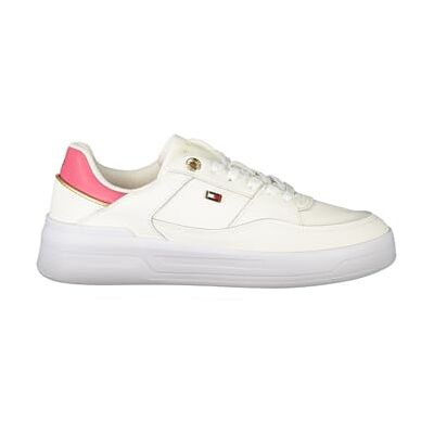 Tommy Hilfiger Damen Runner Sneaker Essential Basket Low Top, Weiß (Ancient White/Heritage Pink), 41 Tommy Hilfiger Damen Runner Sneaker Essential Basket Low Top, Weiß (Ancient White/Heritage Pink), 41