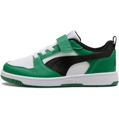 Puma Unisex Kinder Rebound V6 Lo Ac+ Ps Sneaker, White Black Archive Green, 35 EU Puma Unisex Kinder Rebound V6 Lo Ac+ Ps Sneaker, White Black Archive Green, 35 EU