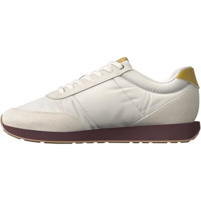 Calvin Herren Runner Sneaker Retro Mix mit Logo, Weiß (White Swan/Tofu/Amber Gold), 40 Calvin Herren Runner Sneaker Retro Mix mit Logo, Weiß (White Swan/Tofu/Amber Gold), 40