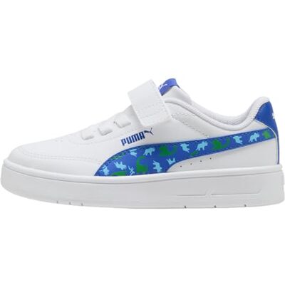 Puma Court Classic Clean Dino AC+ PS Sneaker, weiß-königliche saphirgrüne Frucht, 2 britische Kinder Puma Court Classic Clean Dino AC+ PS Sneaker, weiß-königliche saphirgrüne Frucht, 2 britische Kinder