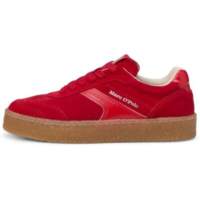 Marc O' Polo Marc OߴPolo Damen Sneaker flach aus Veloursleder mit Gummilaufsohle, Rot (Shiny Red), 39 Marc O' Polo Marc OߴPolo Damen Sneaker flach aus Veloursleder mit Gummilaufsohle, Rot (Shiny Red), 39