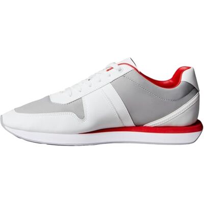 Calvin Herren Runner Sneaker Retro Lace zum Schnüren, Mehrfarbig (Taupe Smog/White/Adrenaline Rush), 39 Calvin Herren Runner Sneaker Retro Lace zum Schnüren, Mehrfarbig (Taupe Smog/White/Adrenaline Rush), 39