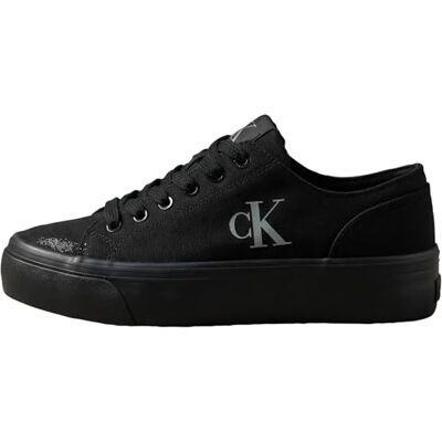 Calvin Damen Vulcanized Sneaker Flatform Low Top, Schwarz (Triple Black), 37 Calvin Damen Vulcanized Sneaker Flatform Low Top, Schwarz (Triple Black), 37