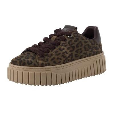 Tamaris Damen Sneaker Low flach, grün (Olive Leopard),39 Tamaris Damen Sneaker Low flach, grün (Olive Leopard),39